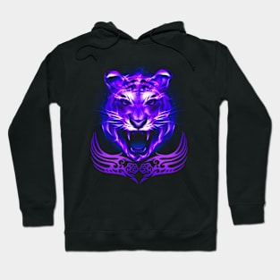 Purple Blue Fire Tiger Cat Hoodie